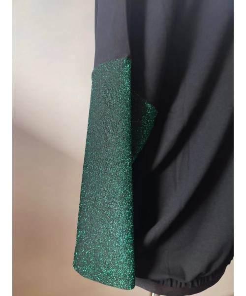 Wieczorowa Bluzka bombka z błyszczącym zielonymi wstawkami